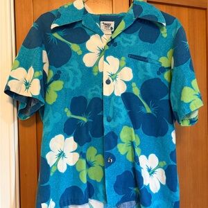 American Vintage Blue Floral Short Sleeve Shirt